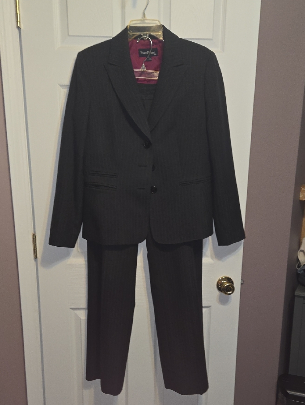Evan Picone Dark Grey Pinstripe Women's Two-Piece Suit